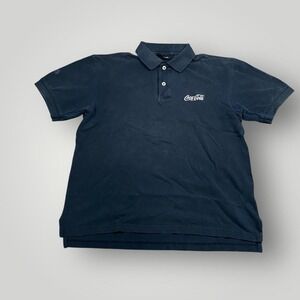 Vintage Coca-Cola Polo Shirt Mens Small Faded Black‎ Ashworth Embroidered